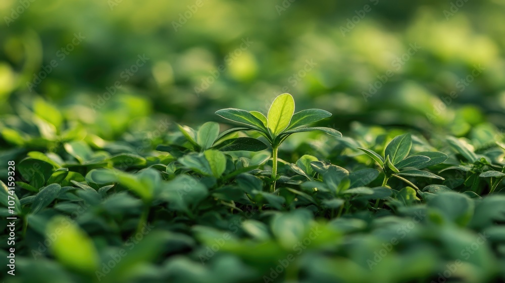Green Plant Growing Up Close in a Garden