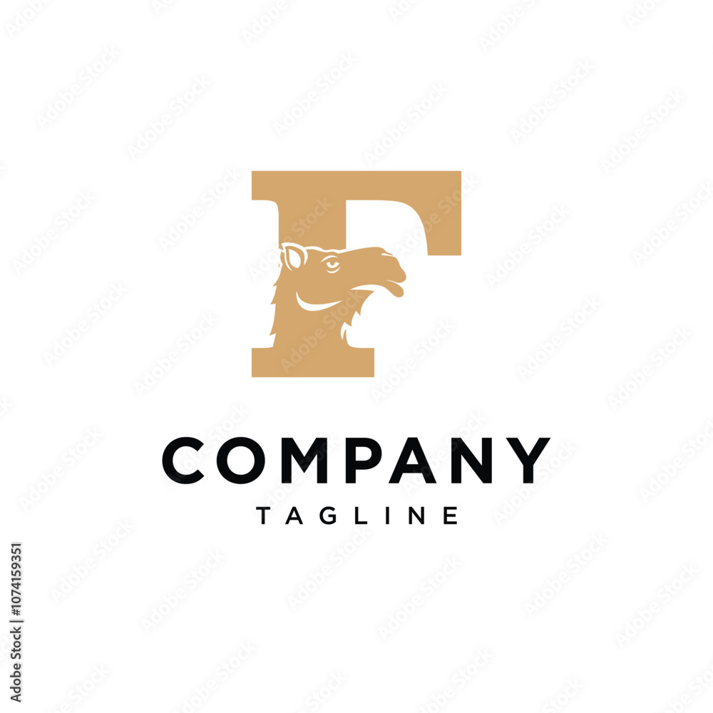 Letter F Camel logo icon vector