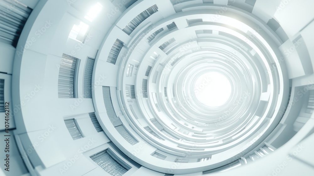Abstract circular background featuring white architecture 3D rendering of modern architectural design showcasing futuristic building concepts Abstract circular background featuring white architecture 3D rendering of modern architectural design showcasing futuristic building concepts