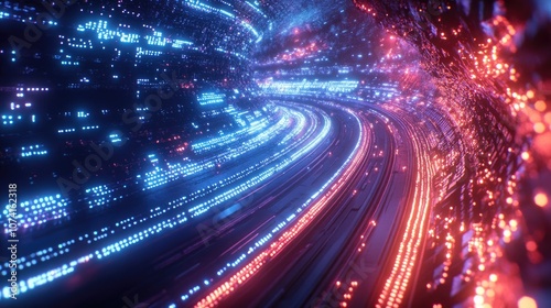 Futuristic technology wave background featuring glowing lights