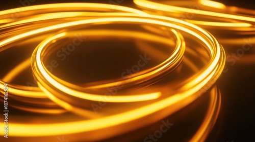 3D Rendered Abstract Glowing Neon Circular Lines in High Resolution