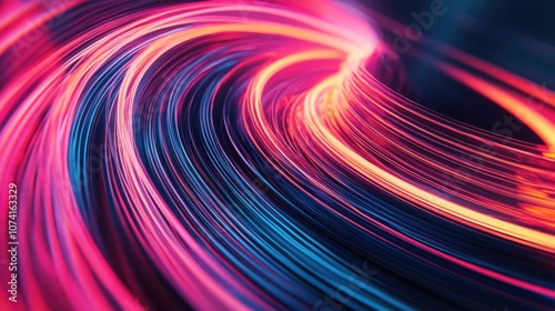 3D Rendered Abstract Glowing Neon Circular Lines in High Resolution