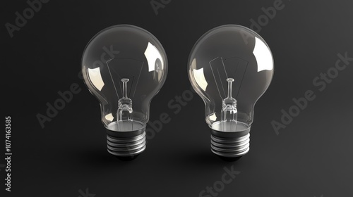 3D rendering of two light bulbs against a dark backdrop