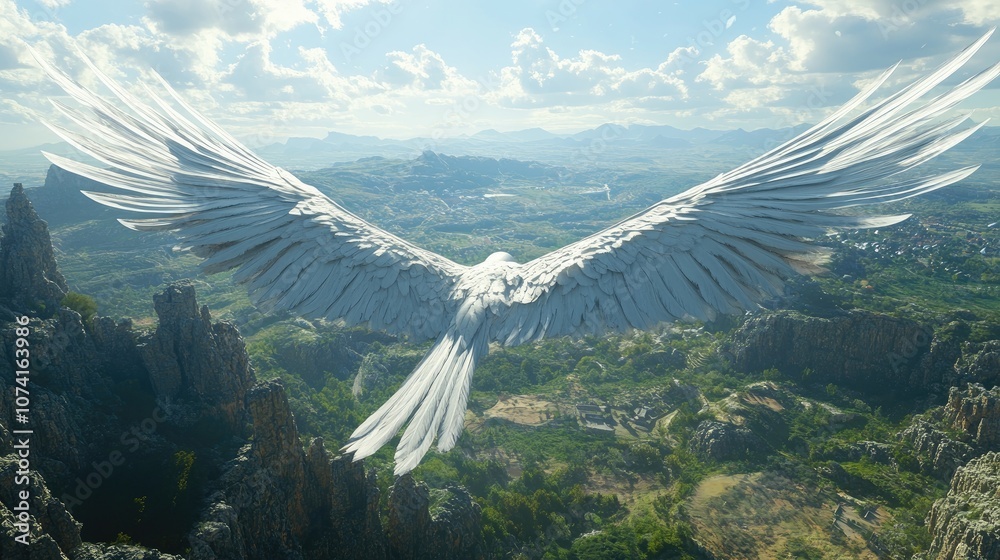 Fototapeta premium Wings soaring over landscapes exploring the skies above and the ground below