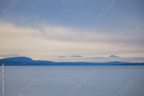 Serene Coastal View of Gulf Islands at Dusk