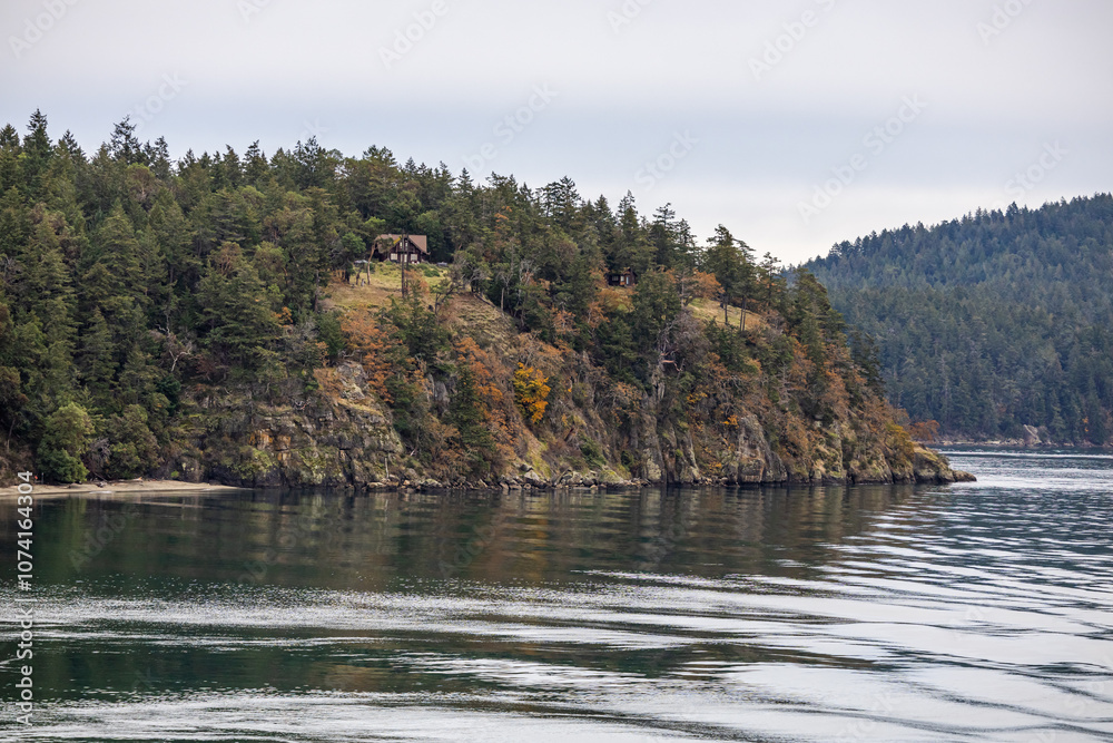 Scenic View of Galiano Island Coastline in British Columbia