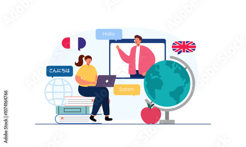 Language courses concept in flat design