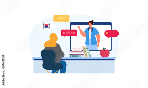 Language courses concept in flat design