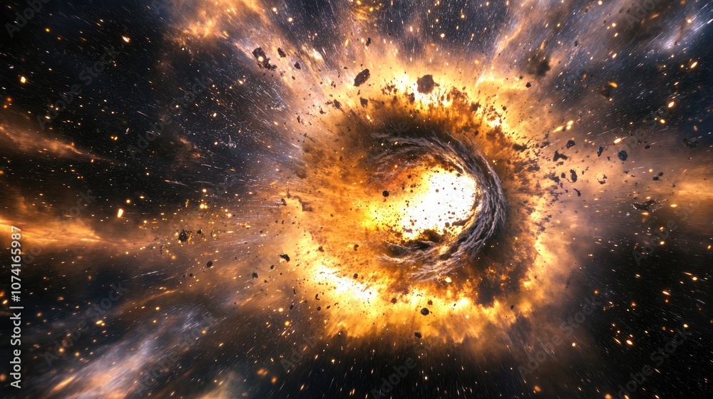 Fototapeta premium Stellar chaos depicted in a 3D cartoon rendering