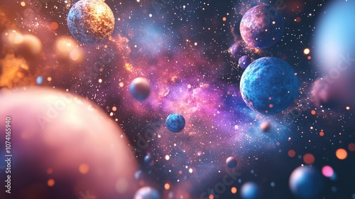 Abstract backdrop in 3D cartoon rendering of space