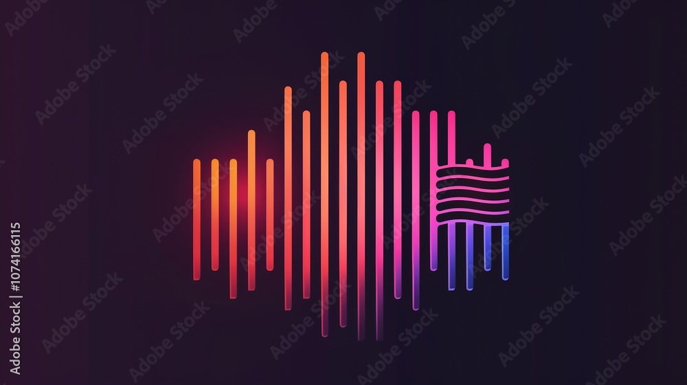 Abstract Graphic with Sound Waves and a Flag Abstract Graphic with Sound Waves and a Flag