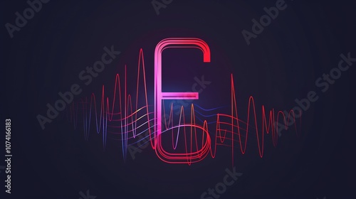 Vibrant Letter F with Colorful Audio Waves