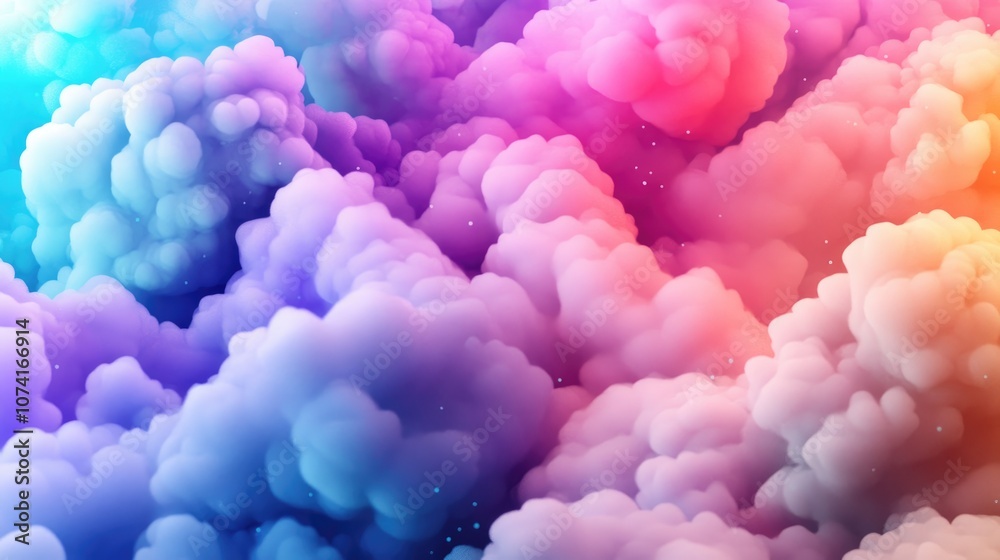 Obraz premium Clouds of mist on vibrant colorful backgrounds in 3D cartoon rendering