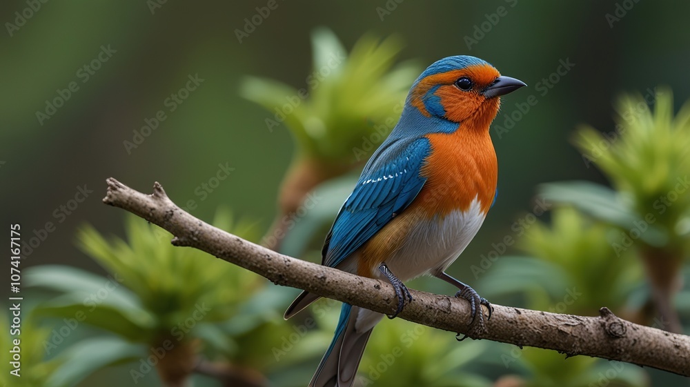 Cute bird perching on top mossy stick background in shaded sun lighting, amazing nature Cute bird perching on top mossy stick background in shaded sun lighting, amazing nature