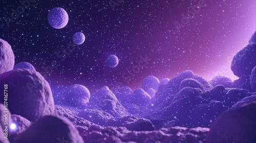 3D cartoon illustration of outer space filled with stars