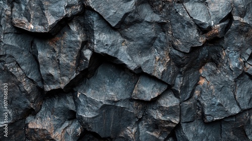 The intricate details of a dark textured rock surface reveal unique patterns and natural formations in a rugged landscape