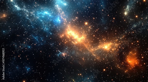 3D cartoon depiction of stars within a galaxy in open space