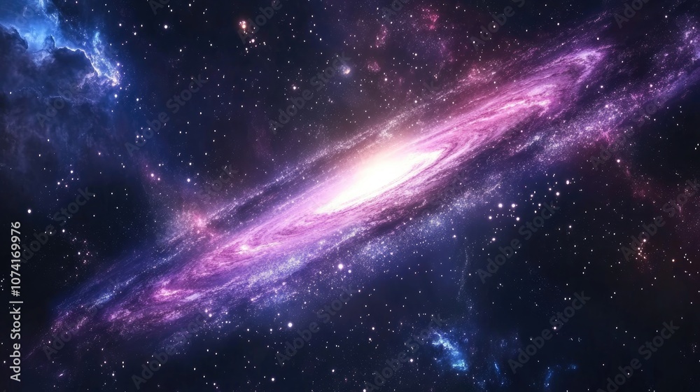 Beautiful galaxy in 3D cartoon rendering featuring nebulae and stars Beautiful galaxy in 3D cartoon rendering featuring nebulae and stars