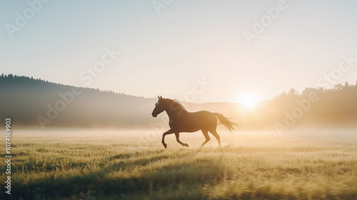 Black Horse Gallops Through...