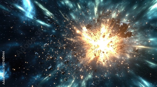 Wallpaper Mural 3D cartoon depiction of a nebula and a cluster of stars in deep space showcasing science fiction art Torontodigital.ca