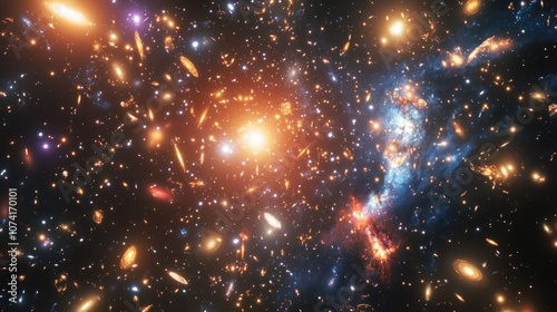 Wallpaper Mural Cartoon rendering in 3D of stars and a galaxy in open space Torontodigital.ca