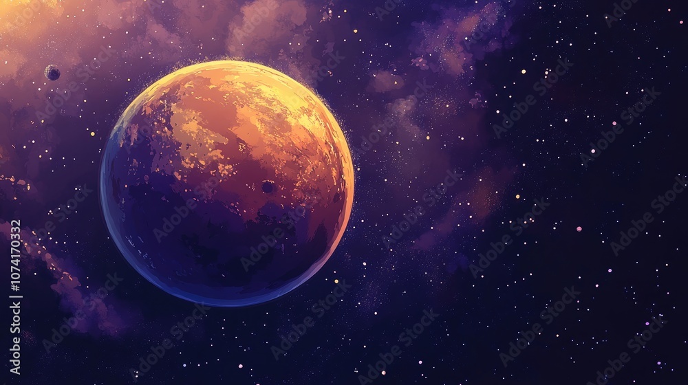 3D cartoon illustration of a captivating planet in deep space showcasing an exoplanet from an artist s perspective ideal for wallpaper with a space themed backdrop 3D cartoon illustration of a captivating planet in deep space showcasing an exoplanet from an artist s perspective ideal for wallpaper with a space themed backdrop