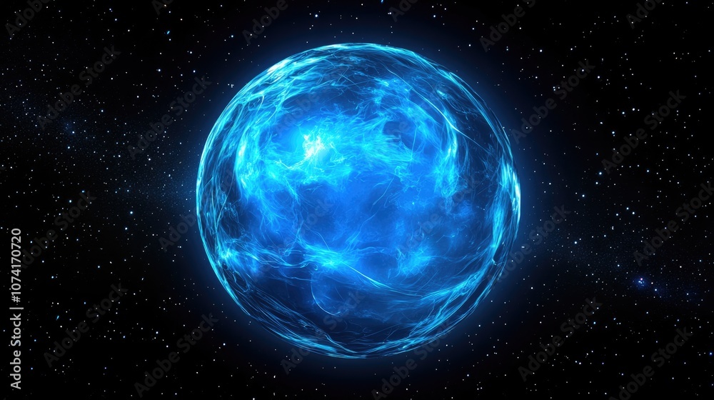Blue radiation floating in space in 3D cartoon rendering Blue radiation floating in space in 3D cartoon rendering
