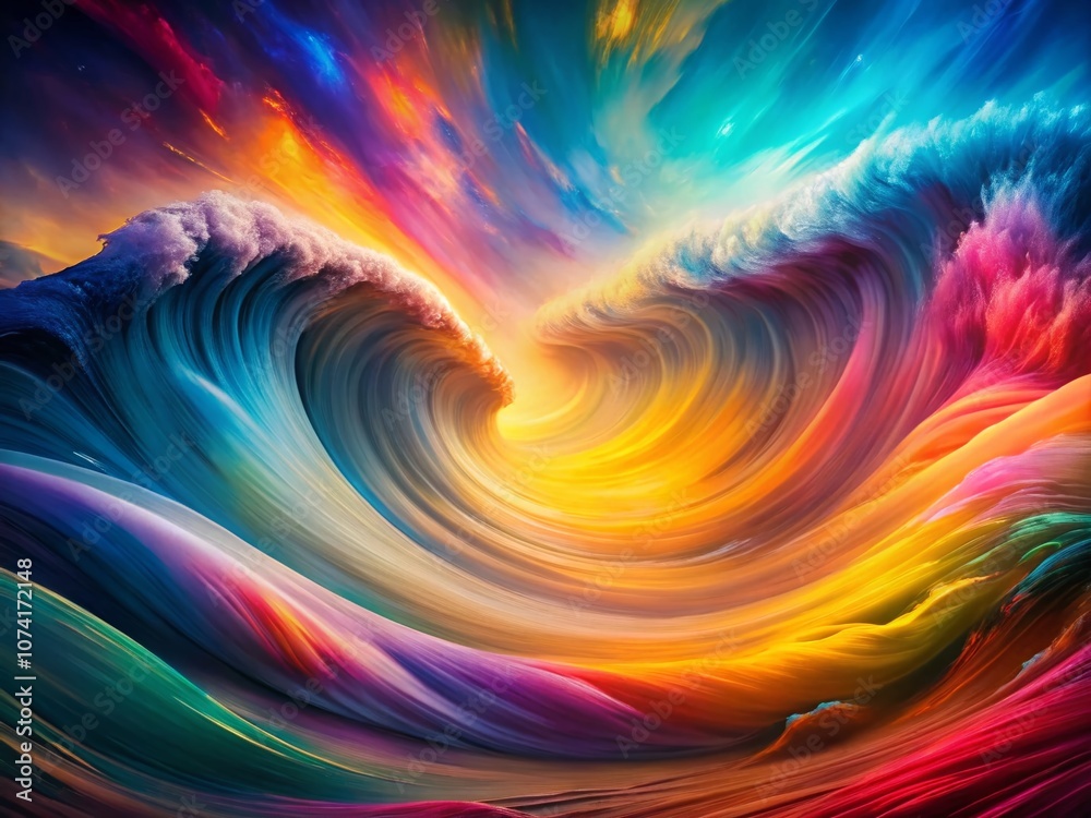 Obraz premium Vibrant Abstract Digital Waves of Colorful Light Flowing in a Dynamic Composition Capturing the Essence of Motion and Energy in a Beautiful Display of Artistic Creativity