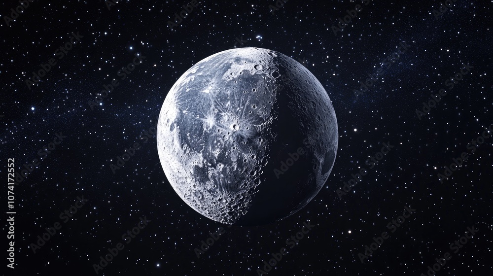Moon in the night sky 3D cartoon rendering Moon in the night sky 3D cartoon rendering