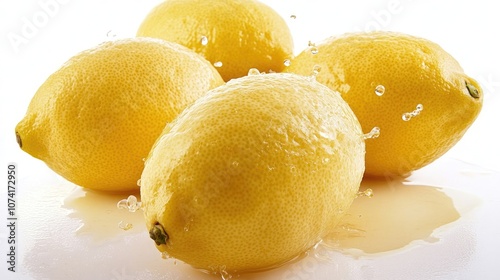 Fresh Lemons Splashing in Water With Droplets on Vibrant Surface Generative AI