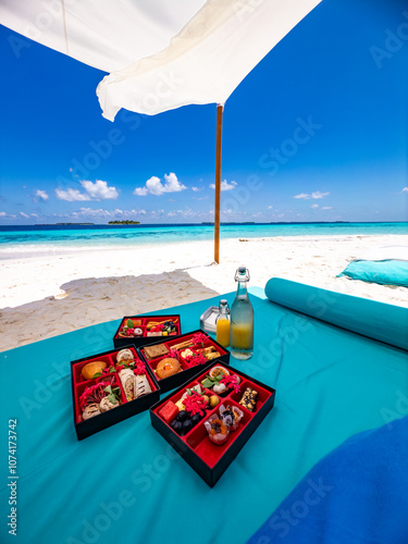 Sandbank experience with picnic in Gaafu Dhaalu Atoll Maguhdhuvaa Island, Maldives photo