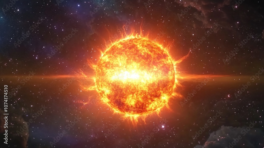 Sun Solar Flare in Space Background Panorama 3D Cartoon Rendering Sun Solar Flare in Space Background Panorama 3D Cartoon Rendering