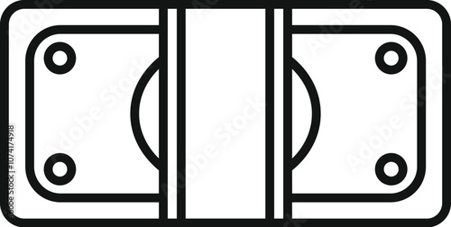 Simple line icon representing a pack of banknotes, cash money, tied with a strip of paper