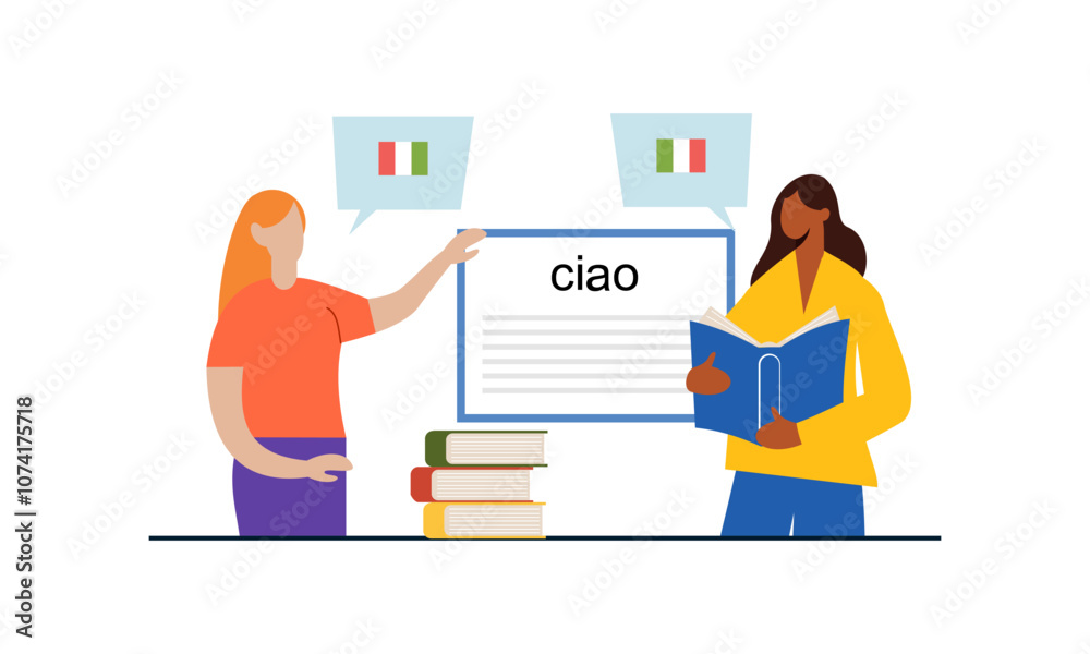 Language courses concept in flat design Language courses concept in flat design