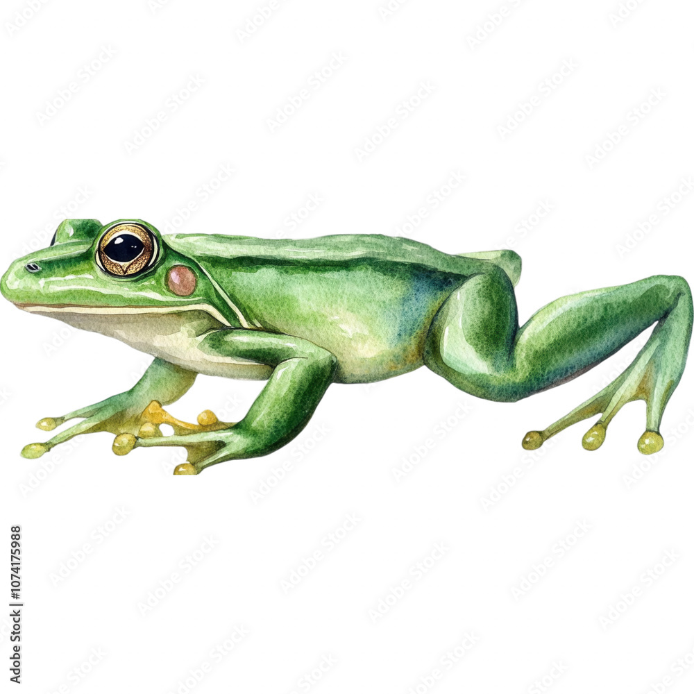 A vibrant green frog poised to leap, showcasing its smooth skin and distinctive features, highlighting the beauty of amphibian wildlife. A vibrant green frog poised to leap, showcasing its smooth skin and distinctive features, highlighting the beauty of amphibian wildlife.