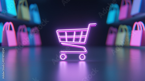 Neon Shopping Cart Glow