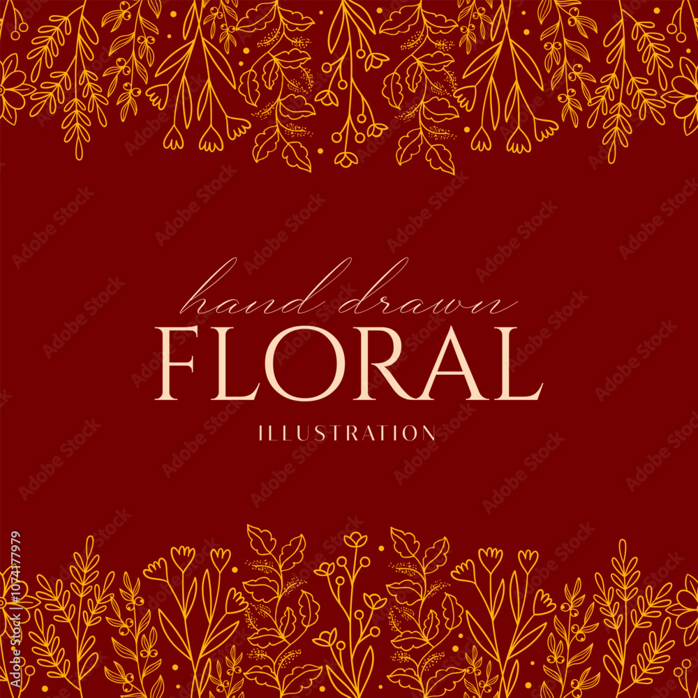 Obraz premium Elegance Wedding drawn mono-line floral botanical flower pattern background design