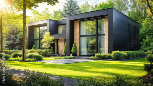 Wallpaper Mural Modern luxury minimalist cubic house, Residential architecture exterior Torontodigital.ca