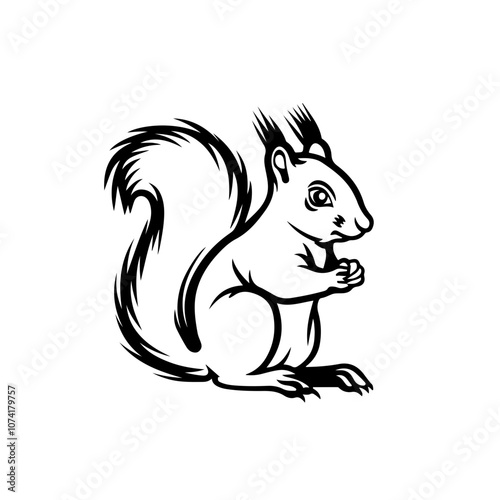 Squirrel In Snow Vector Logo
