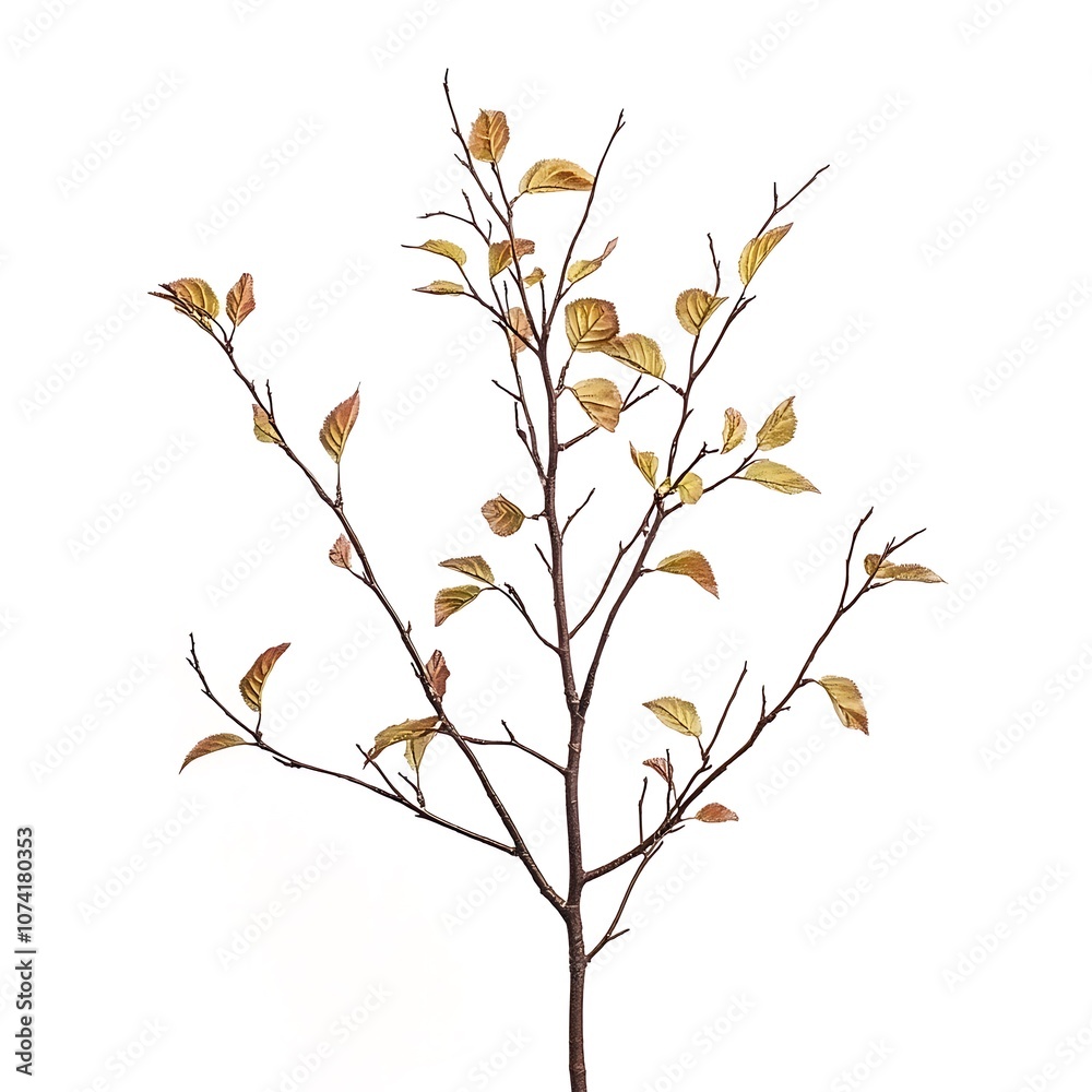 Fototapeta premium Alnus cordata isolated on a with a white background, close up
