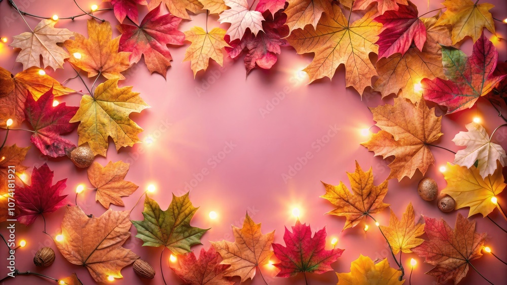 Vibrant Autumn Leaves Against Soft Pink Background for Seasonal Designs and Promotions Vibrant Autumn Leaves Against Soft Pink Background for Seasonal Designs and Promotions