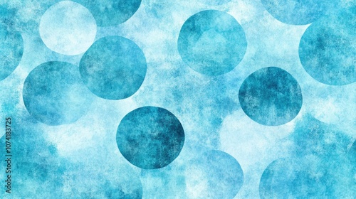 Seamless pattern of aqua watercolor circles with a grungy texture perfect for wedding invitations and retro designs