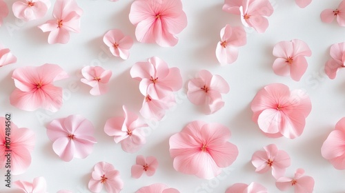 Seamless pattern of delicate pink flowers on a pure white background perfect for textile design and home decor