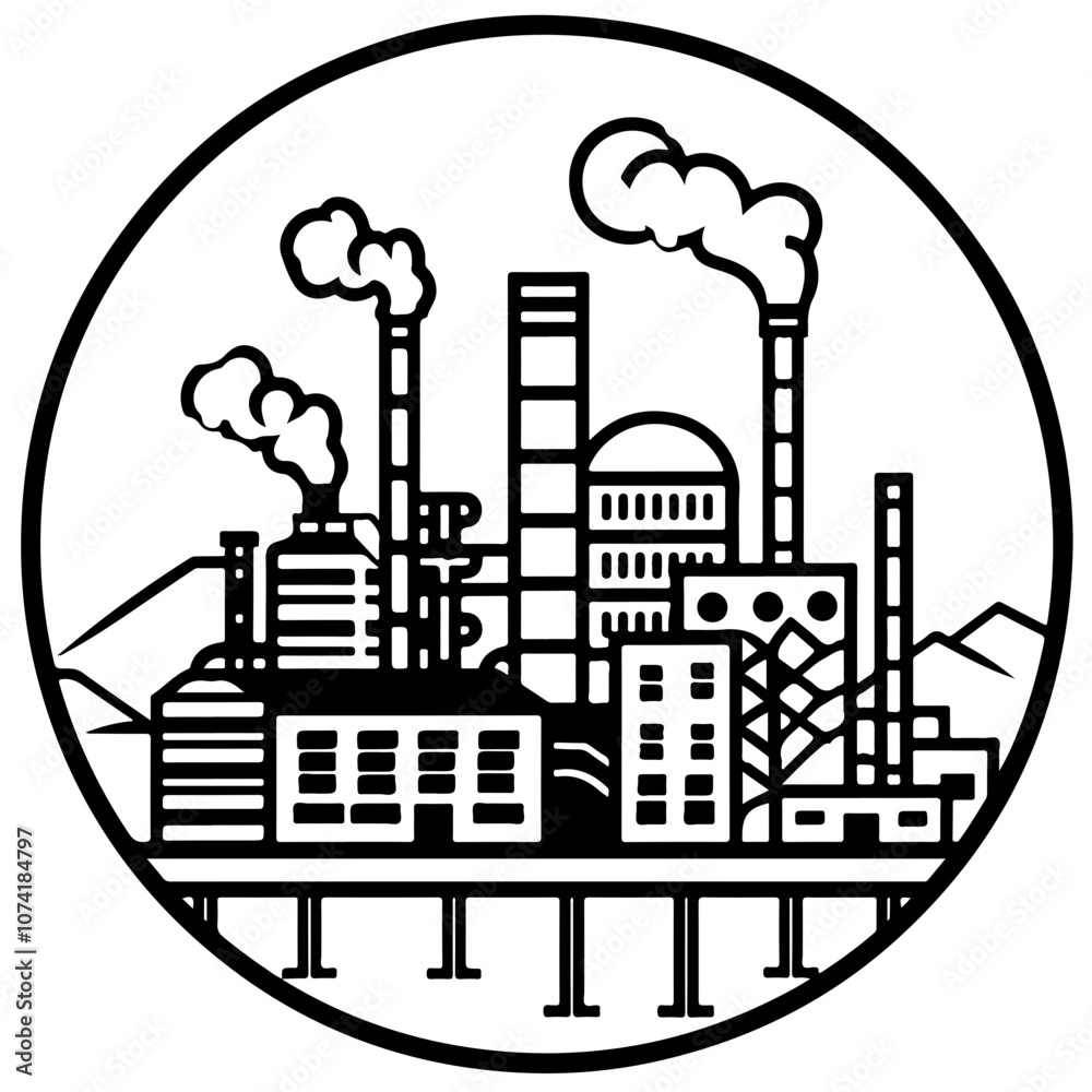 Obraz premium Steel Plant Vector Logo