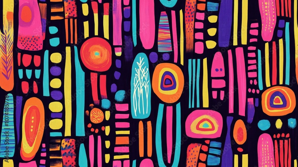 Boho seamless pattern featuring vibrant rainbow geometric shapes ideal for digital paper and fabric design Boho seamless pattern featuring vibrant rainbow geometric shapes ideal for digital paper and fabric design
