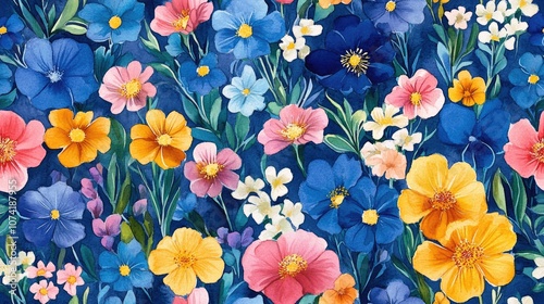 Wallpaper Mural Seamless pattern featuring delicate watercolor flowers ideal for fabric design and home decor Torontodigital.ca