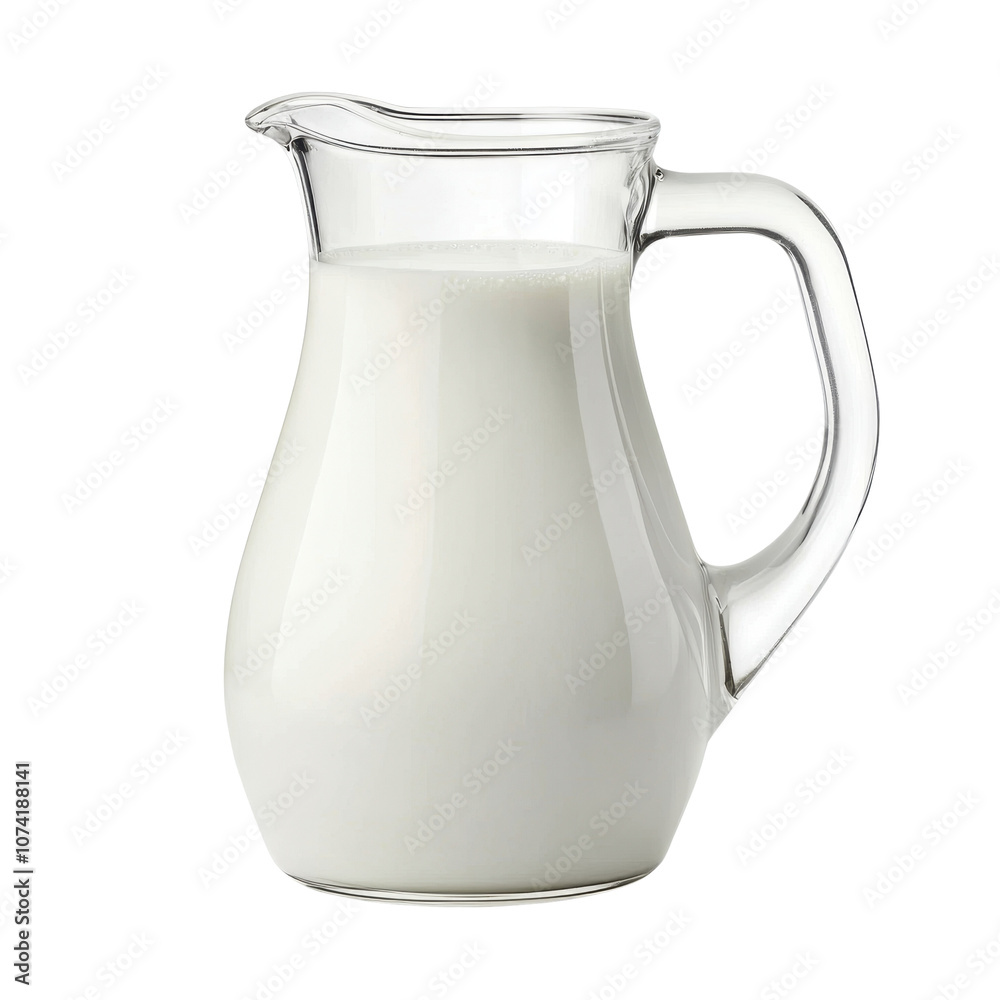 Fresh milk in a glass pitcher ready for pouring, perfect for various culinary uses. Fresh milk in a glass pitcher ready for pouring, perfect for various culinary uses.