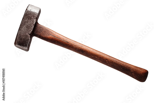 A sturdy hammer with a wooden handle, perfect for construction and DIY projects. photo