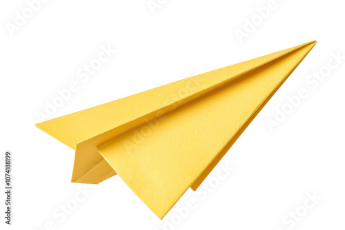 A bright yellow paper airplane designed for fun and creativity in leisure activities.