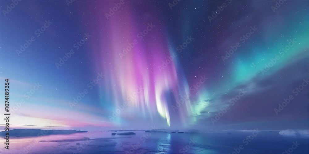 custom made wallpaper toronto digitalNorthern Landscape at winter with aurora in the sky version 72